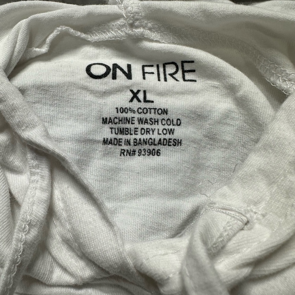 On Fire White Long Sleeve Tee with Black Print - Picture 2 of 2